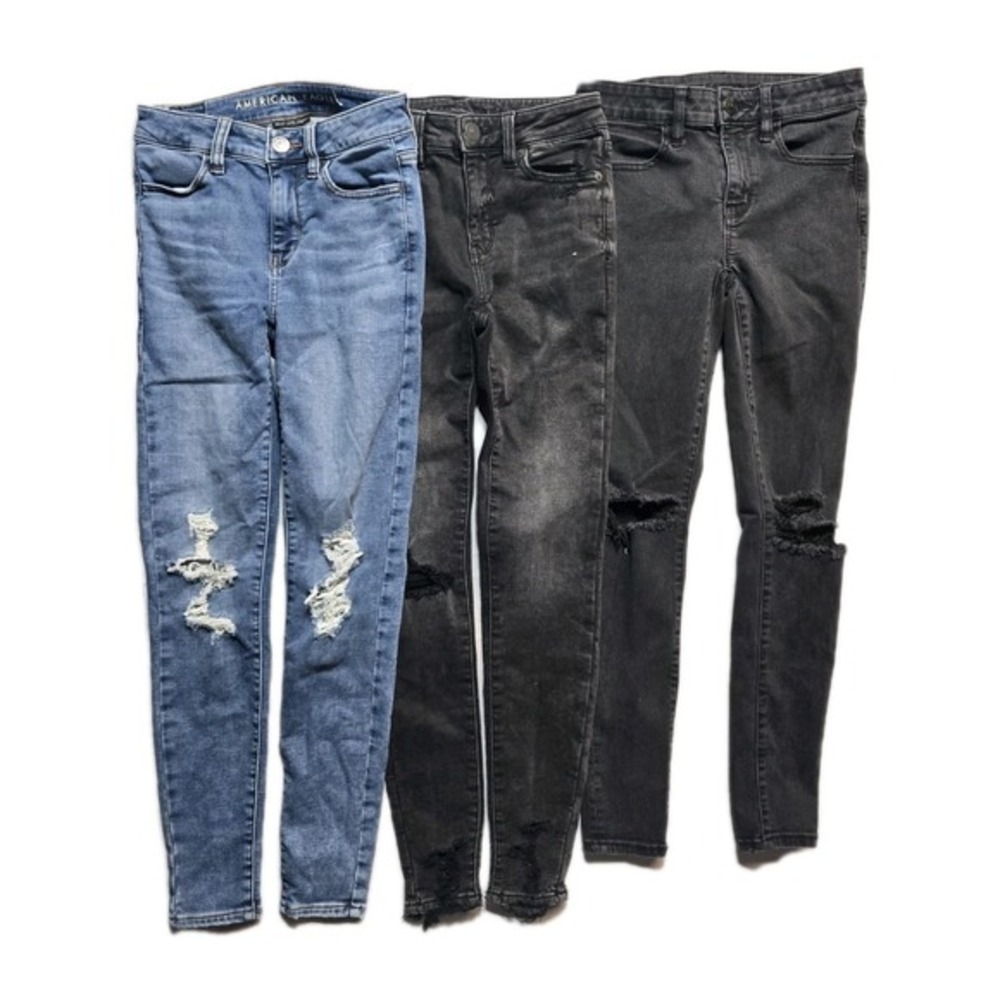American Eagle Cozy Next Level Stretch Jegging Black Blue Lot Of 3 Size 2